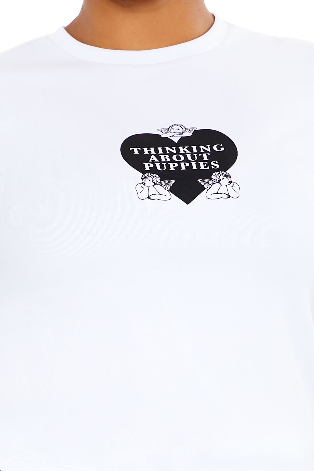 Forever 21 Plus Size Thinking About Puppies Tee - white multi - Bonton