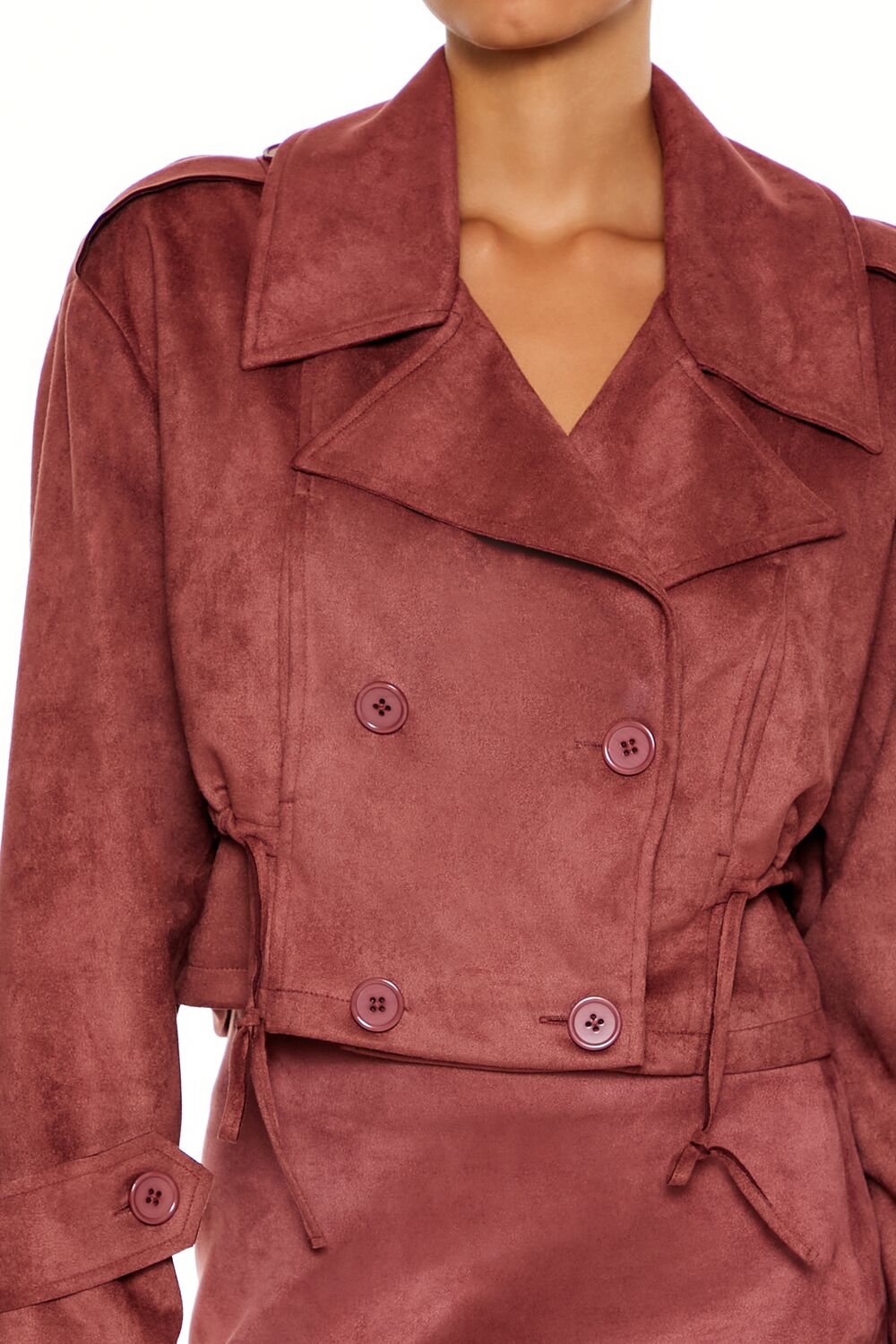  Forever 21 Faux Suede Cropped Trench Coat - maple - Bonton