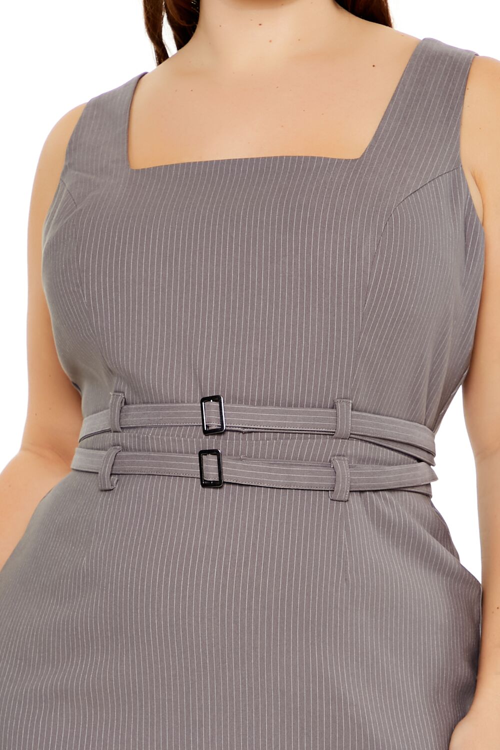  Forever 21 Plus Size Pinstriped Mini Dress - grey-multi-swatch - Bonton