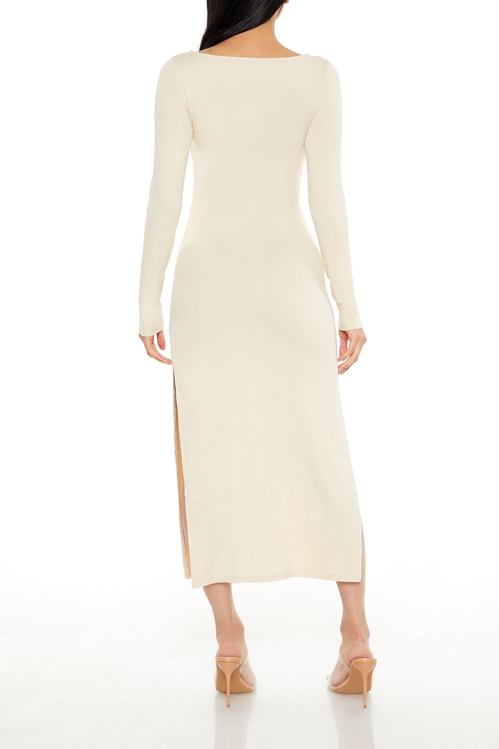  Forever 21 Asymmetrical Slit Midi Dress - black-swatch - Bonton