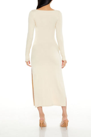 Asymmetrical Slit Midi Dress