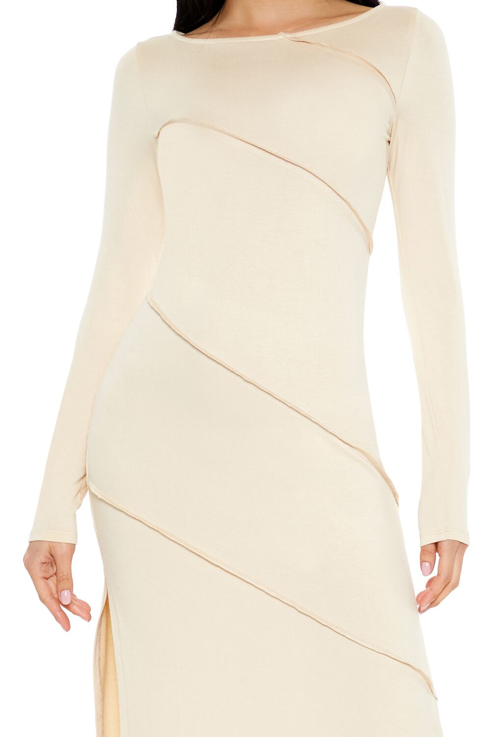  Forever 21 Asymmetrical Slit Midi Dress - black-swatch - Bonton
