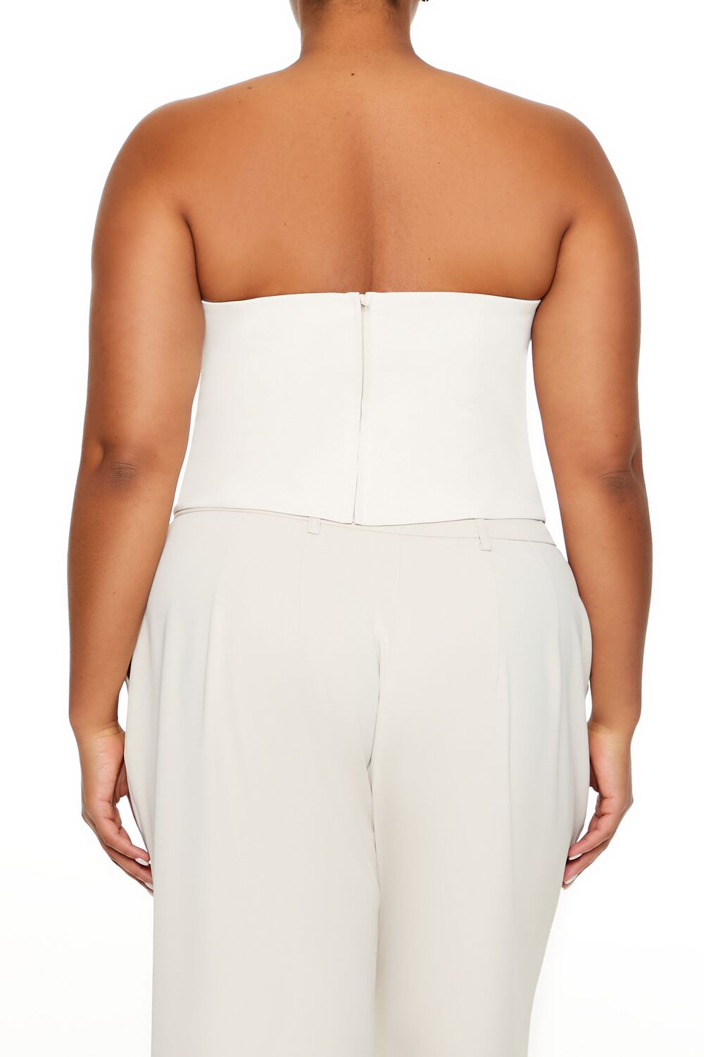  Forever 21 Plus Size Lace-Up Tube Top - champagne pearl - Bonton