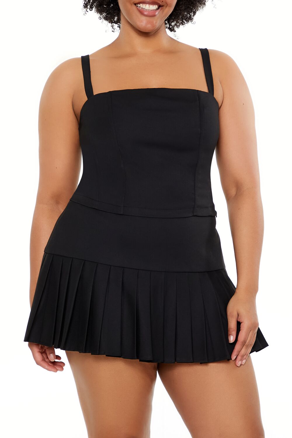  Forever 21 Plus Size Poplin Smocked Cami - black - Bonton