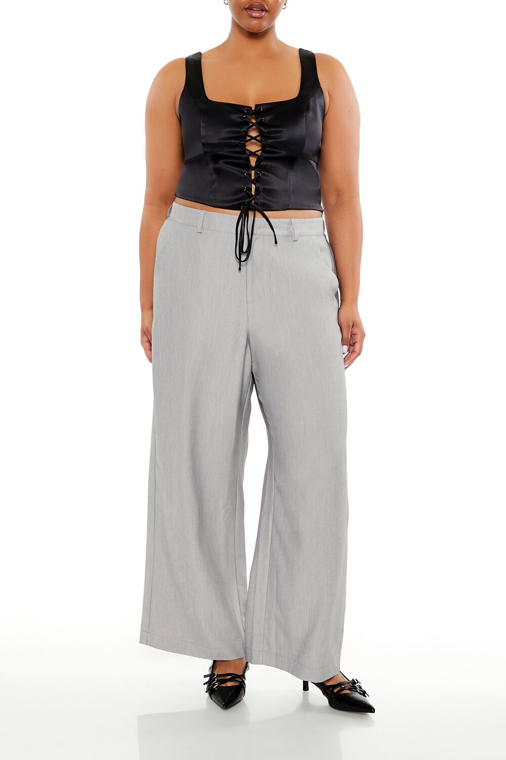  Forever 21 Plus Size Wide-Leg Pants - grey - Bonton