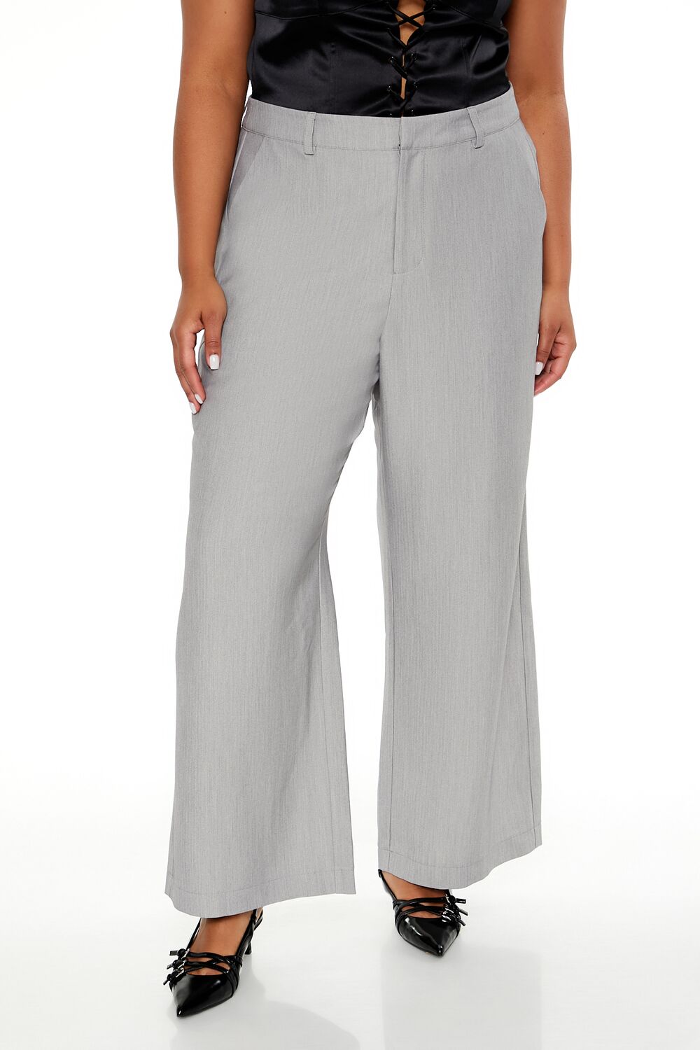  Forever 21 Plus Size Wide-Leg Pants - grey - Bonton