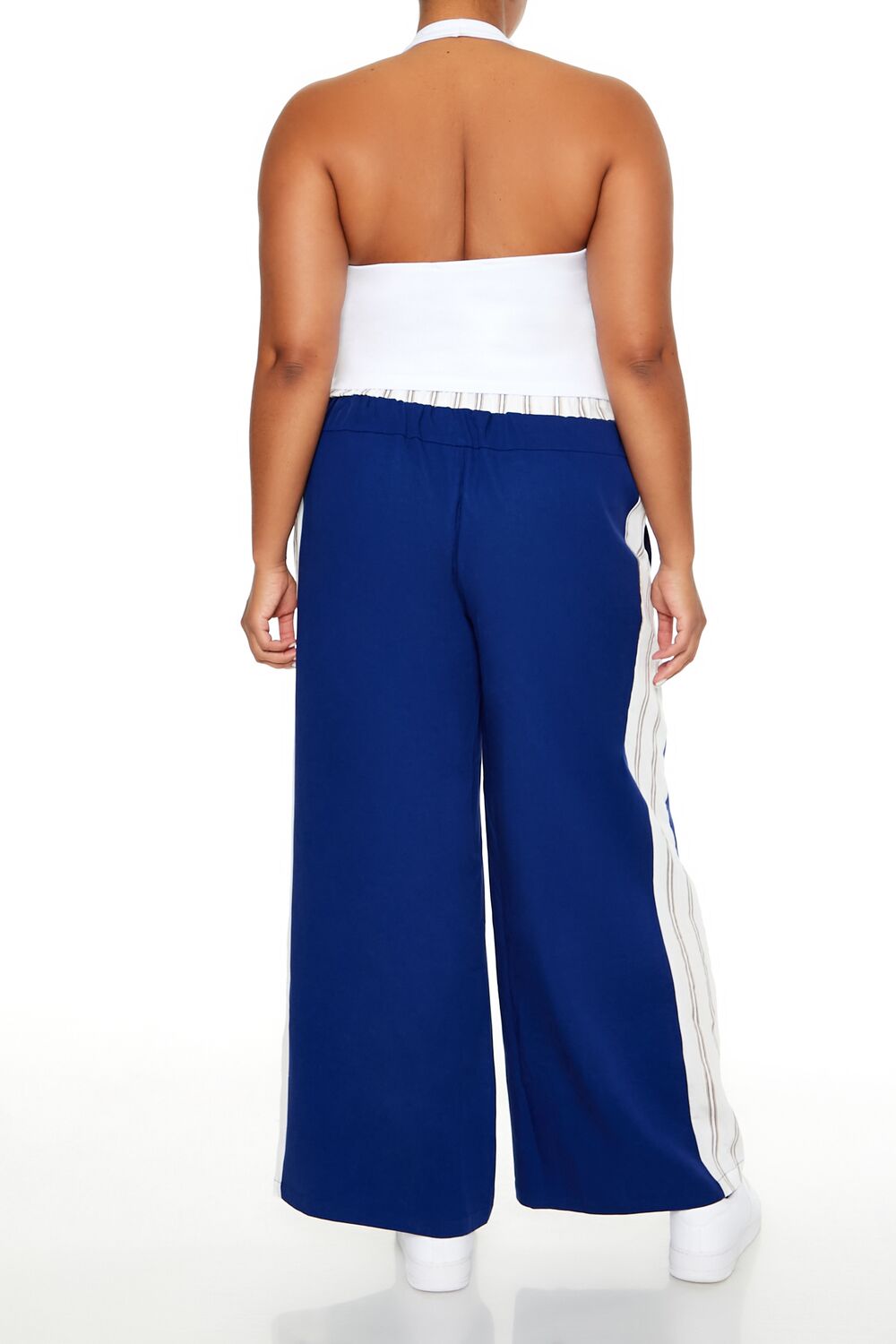  Forever 21 Plus Size Striped Wide-Leg Pants - blue-white - Bonton