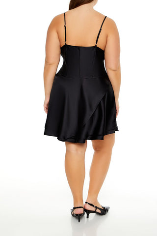 Plus Size Lace-Trim Mini Dress