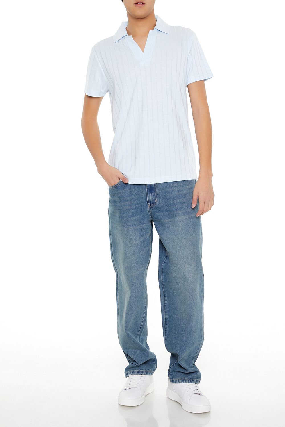 Forever 21 Mid-Rise Straight Jeans - light-denim - Bonton
