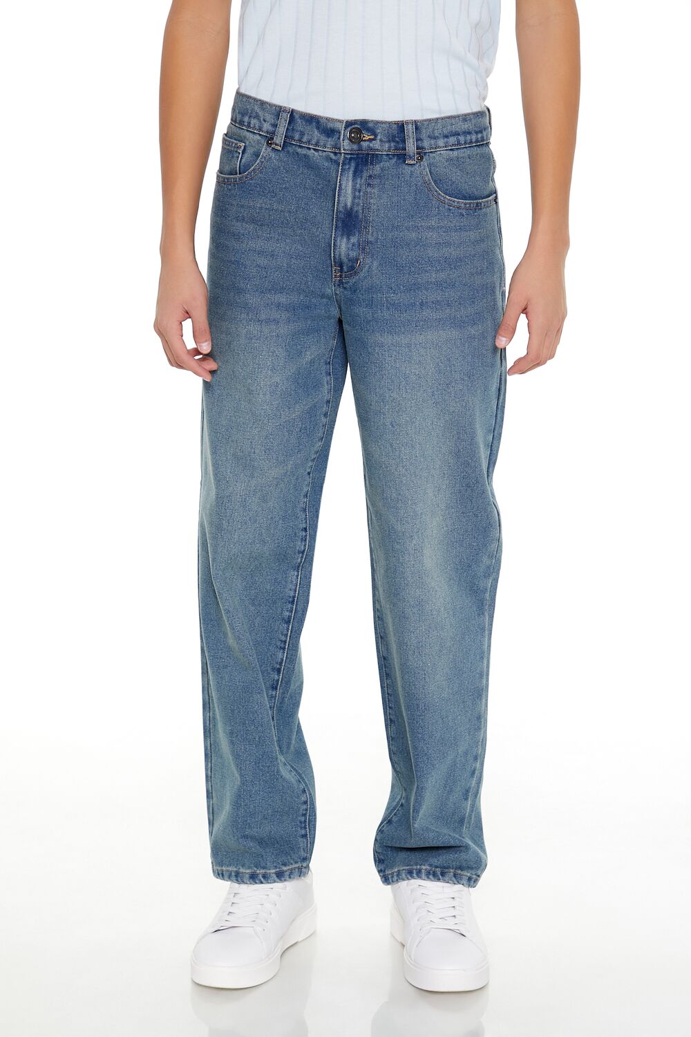  Forever 21 Mid-Rise Straight Jeans - light-denim - Bonton