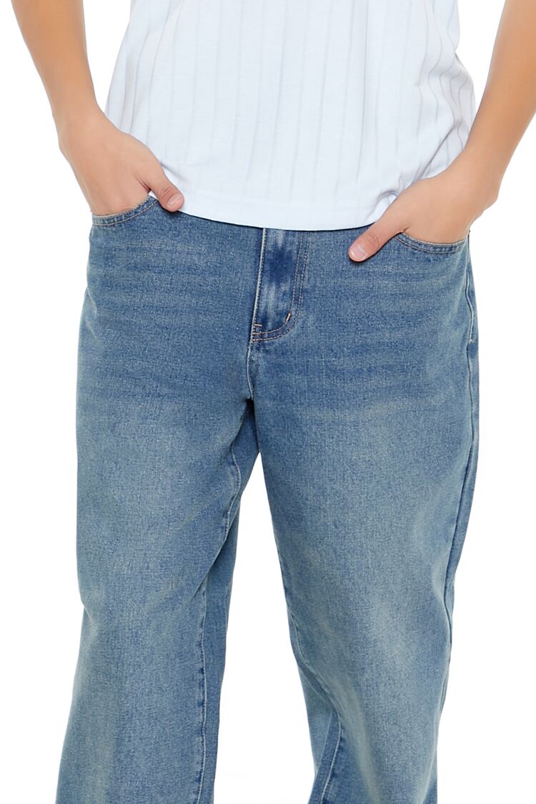  Forever 21 Mid-Rise Straight Jeans - light-denim - Bonton
