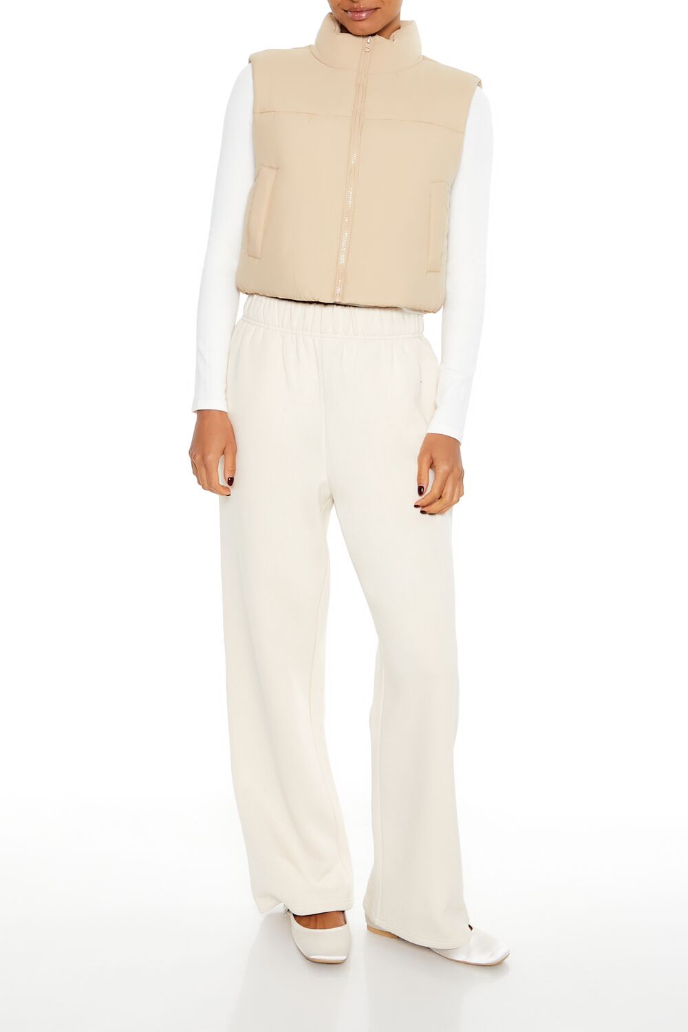  Forever 21 Quilted Cropped Puffer Vest - desert-sand-swatch - Bonton