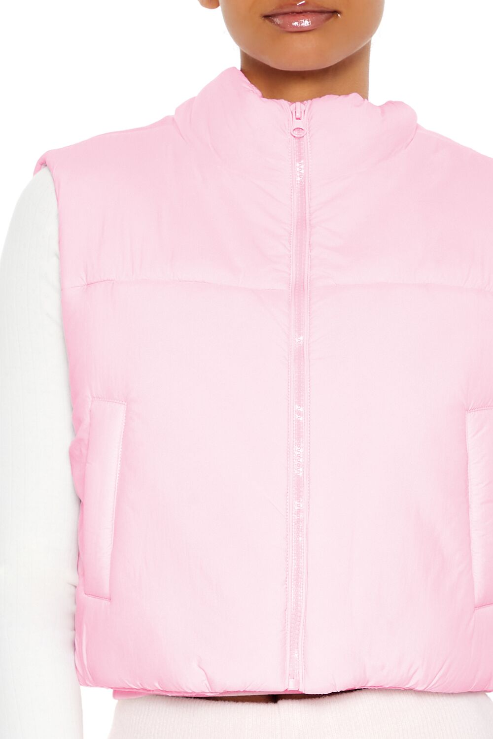  Forever 21 Quilted Cropped Puffer Vest - desert-sand-swatch - Bonton