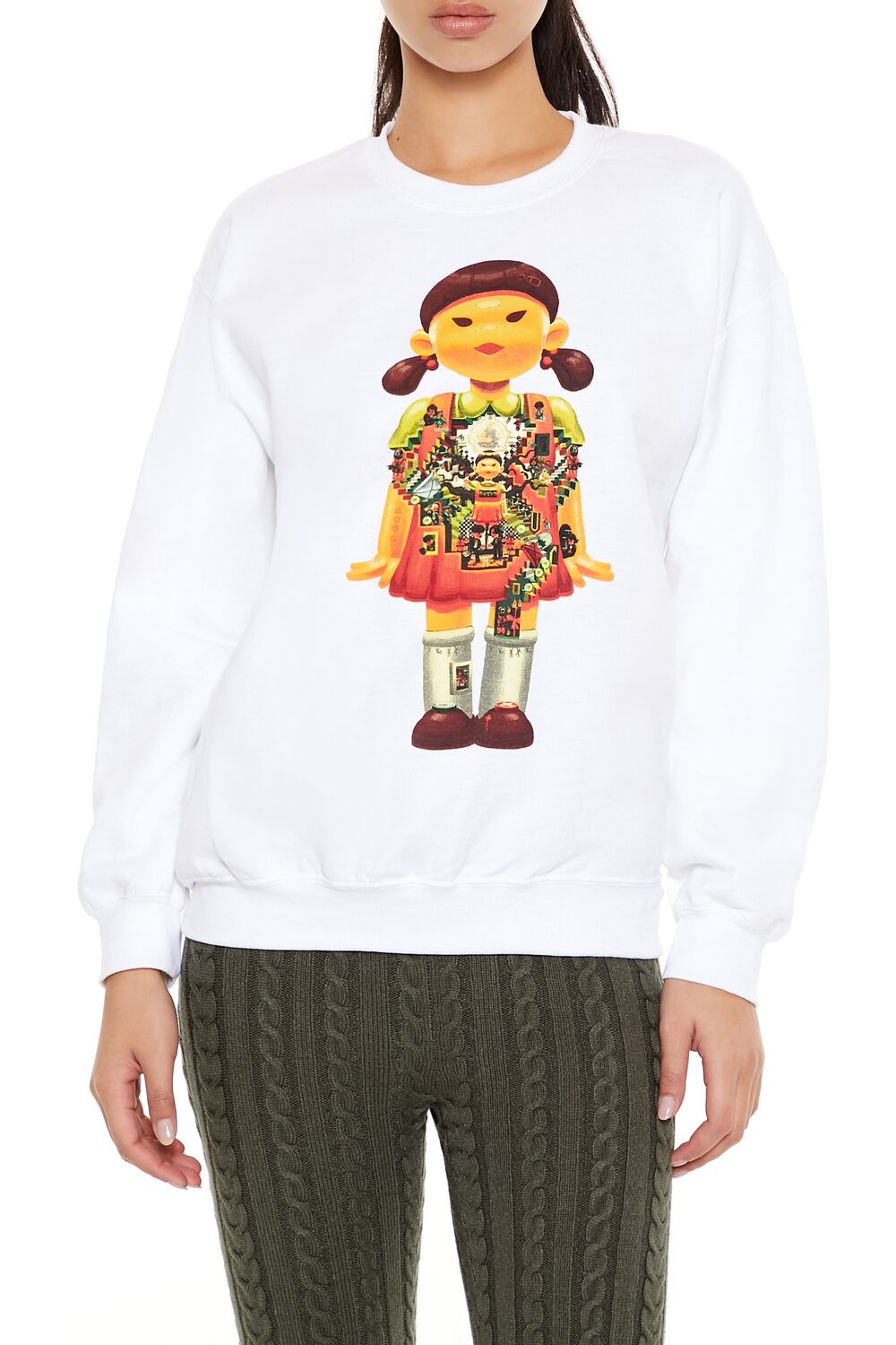  Forever 21 Squid Game Graphic Pullover - white multi - Bonton