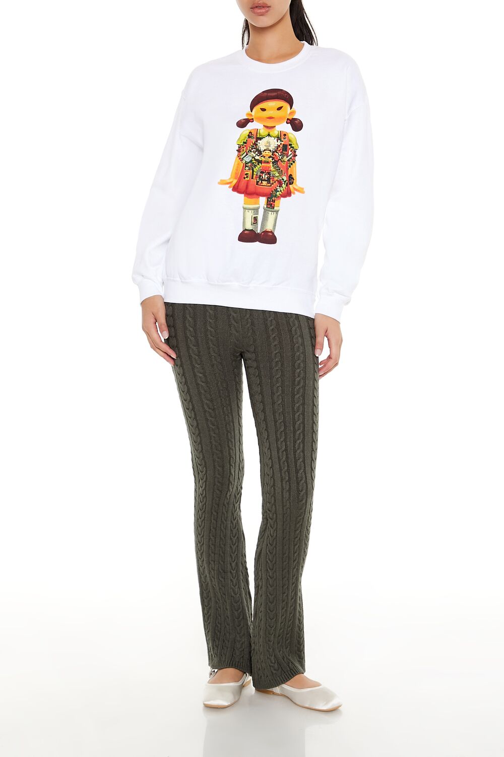  Forever 21 Squid Game Graphic Pullover - white multi - Bonton