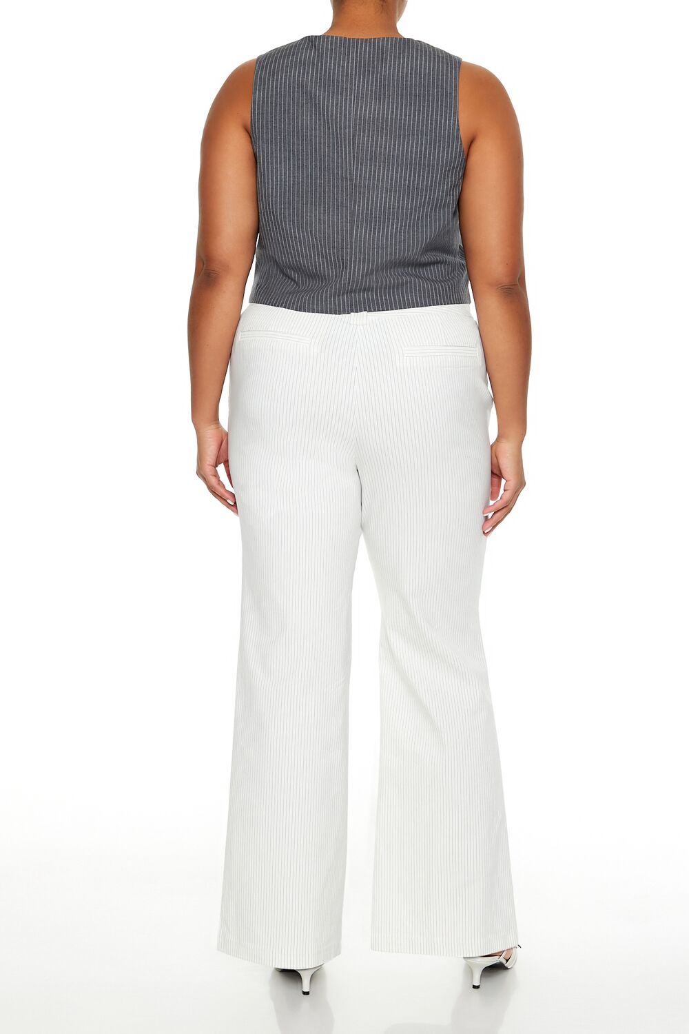  Forever 21 Plus Size High-Rise Trouser Pants - white-black - Bonton