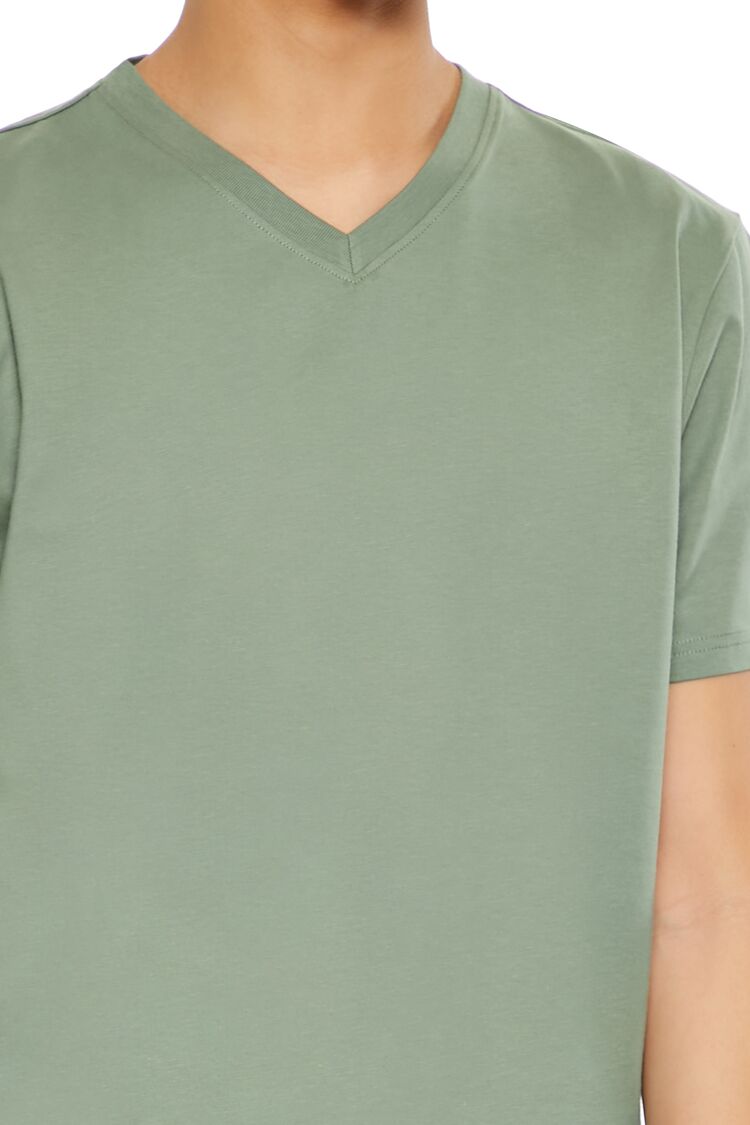  Forever 21 Basic Cotton V-Neck Tee - sage - Bonton