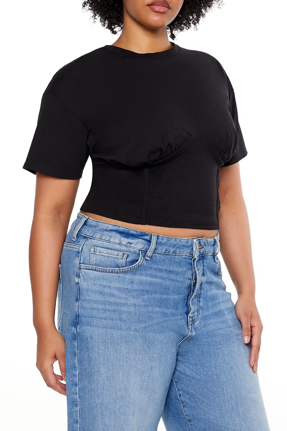  Forever 21 Plus Size Cropped Bustier Tee - winter wheat - Bonton
