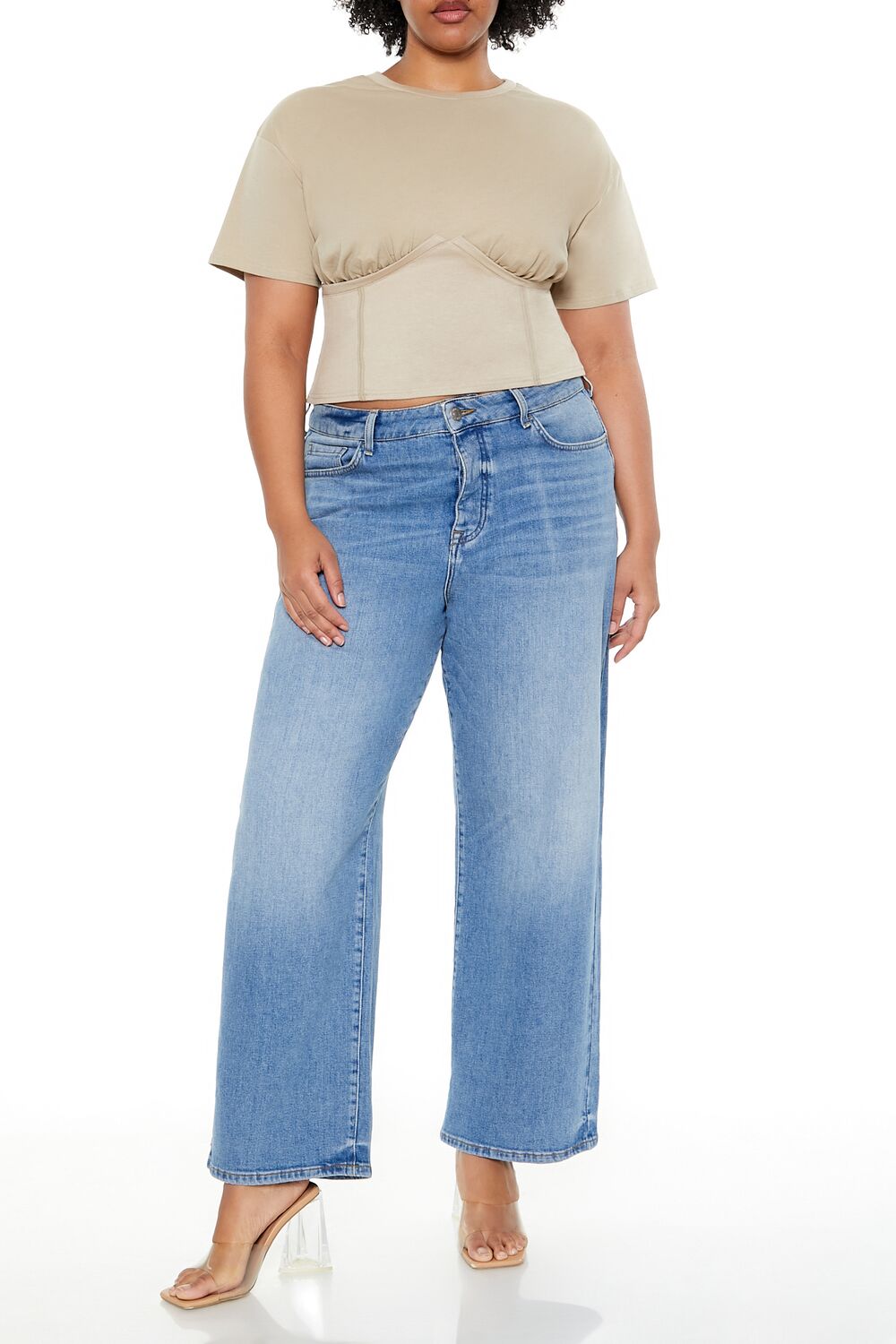  Forever 21 Plus Size Cropped Bustier Tee - winter wheat - Bonton