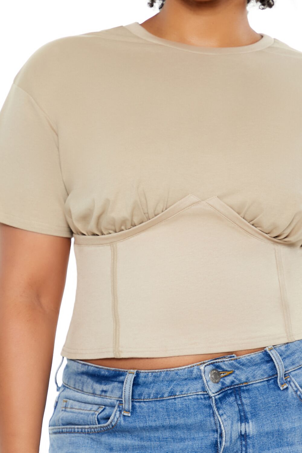  Forever 21 Plus Size Cropped Bustier Tee - winter wheat - Bonton