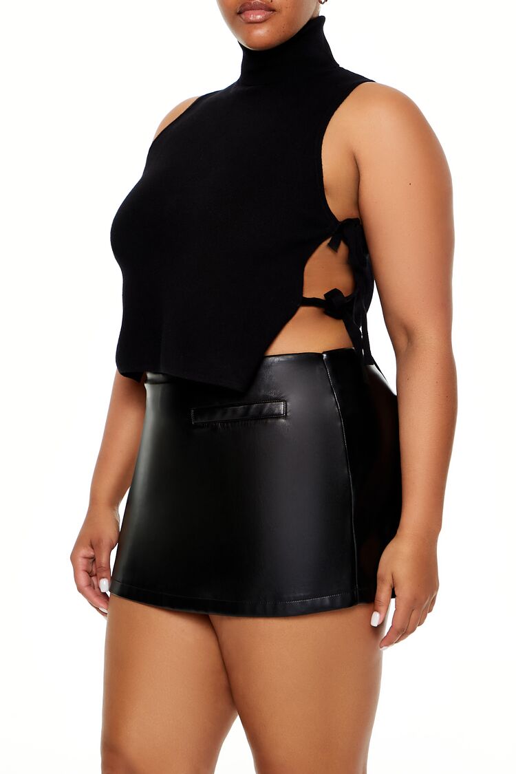  Forever 21 Plus Size Sweater-Knit Crop Top - black - Bonton