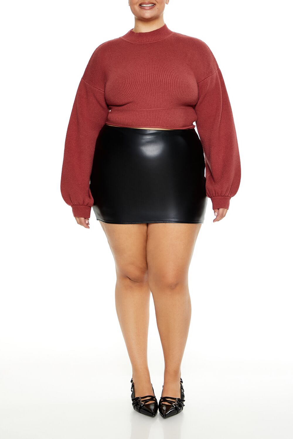  Forever 21 Plus Size Cropped Rib-Knit Sweater - cream - Bonton