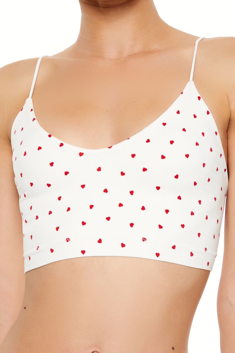  Forever 21 Seamless Heart Print Bralette - white-red - Bonton