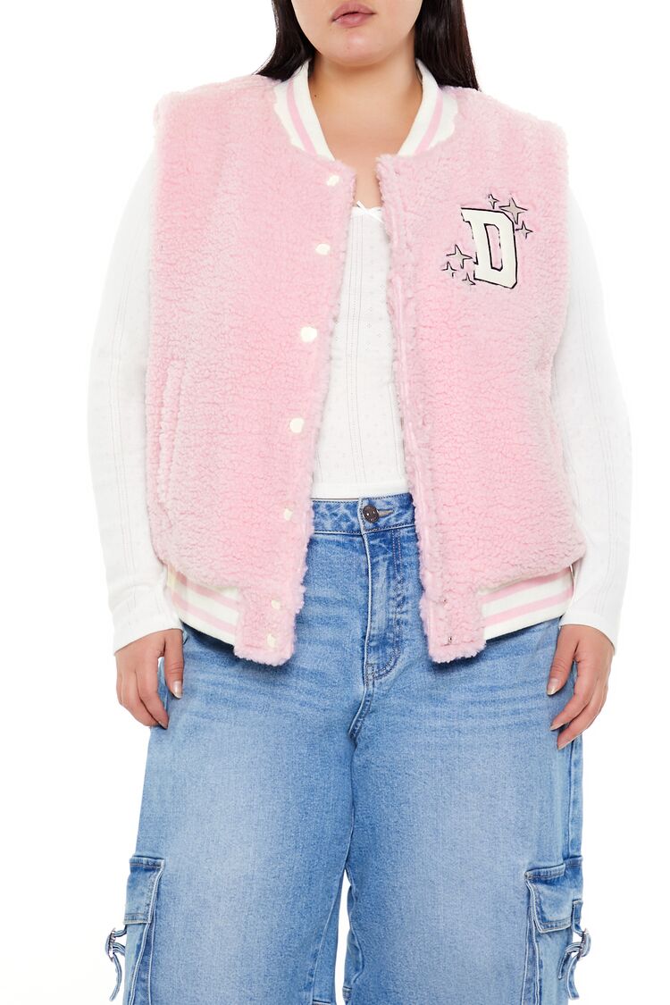  Forever 21 Plus Size Delusional Varsity Jacket - petal-pink - Bonton