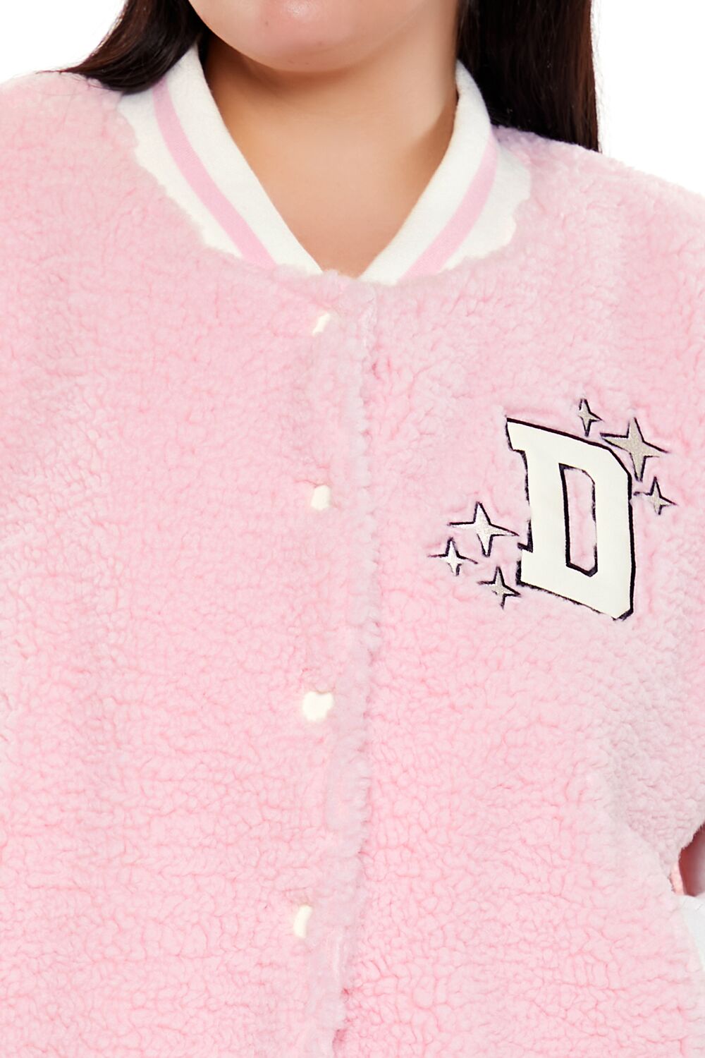  Forever 21 Plus Size Delusional Varsity Jacket - petal-pink - Bonton