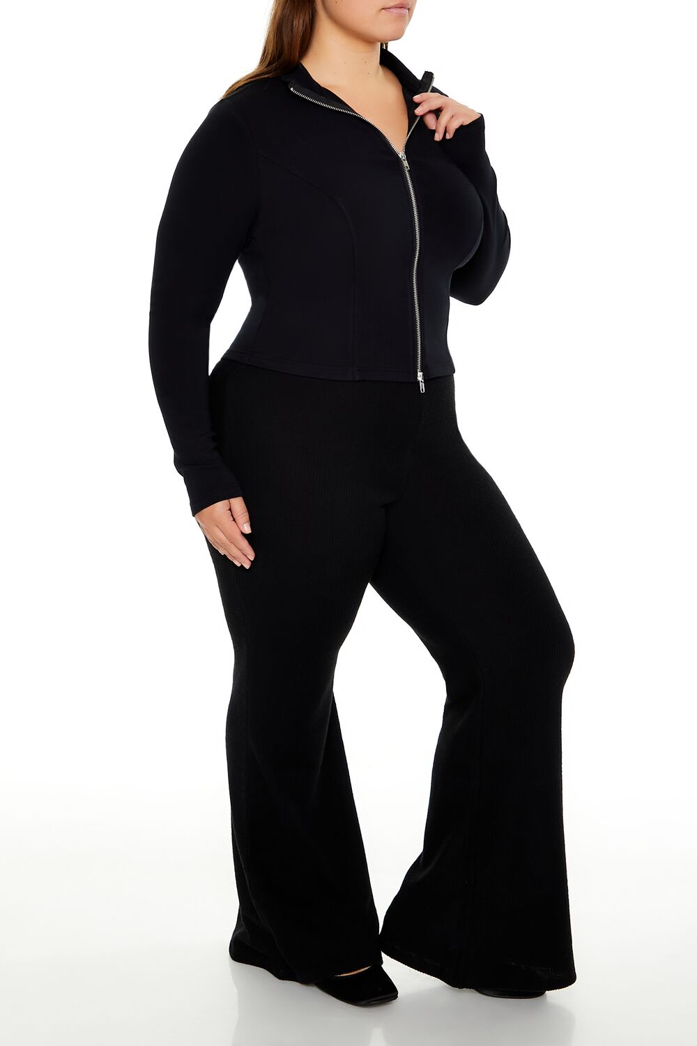  Forever 21 Plus Size Ribbed Flare Pants - black - Bonton