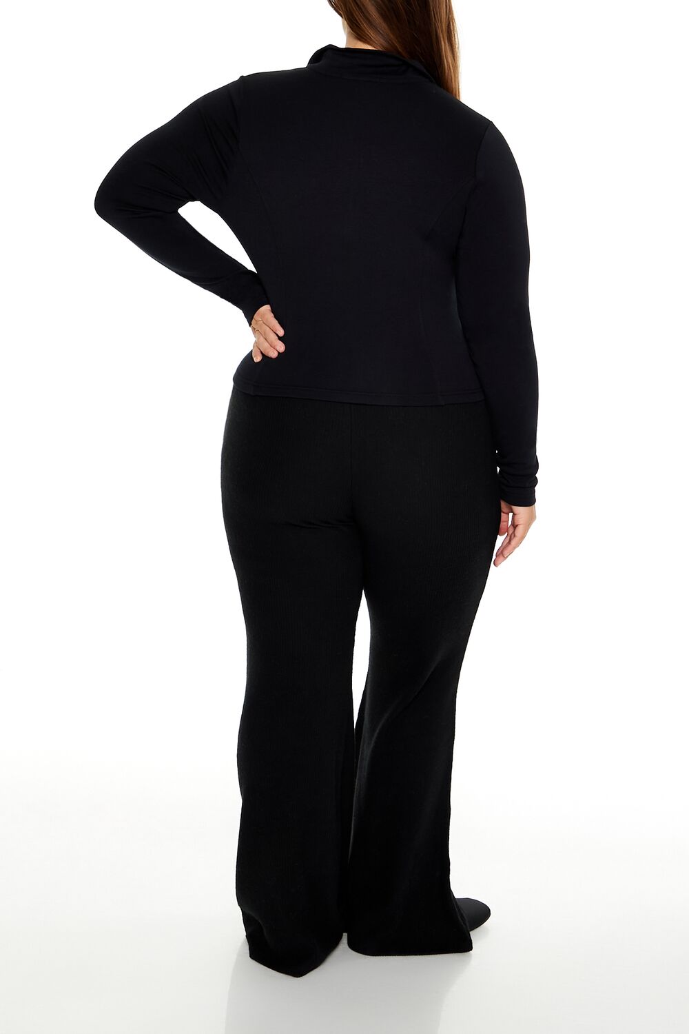  Forever 21 Plus Size Ribbed Flare Pants - black - Bonton