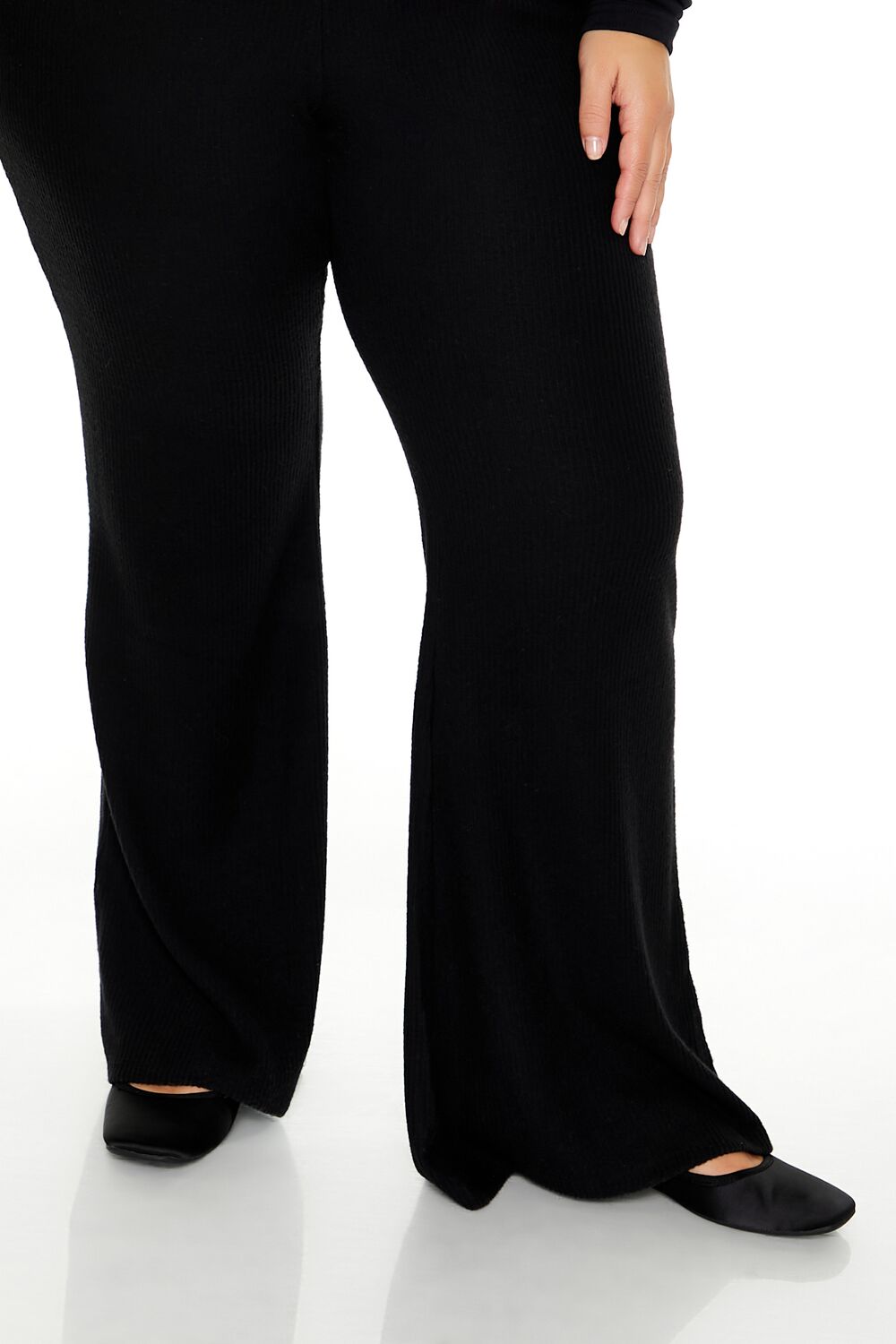  Forever 21 Plus Size Ribbed Flare Pants - black - Bonton