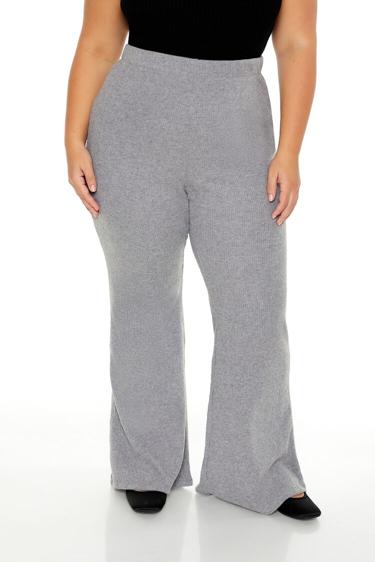  Forever 21 Plus Size Ribbed Flare Pants - black - Bonton