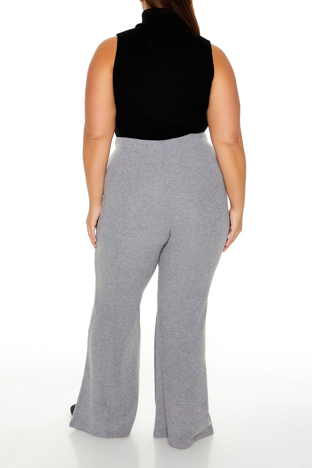  Forever 21 Plus Size Ribbed Flare Pants - black - Bonton