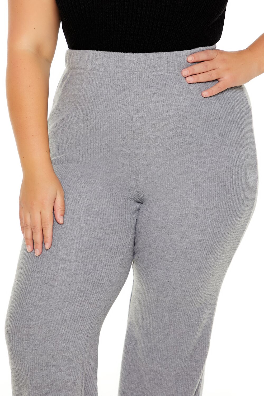  Forever 21 Plus Size Ribbed Flare Pants - black - Bonton