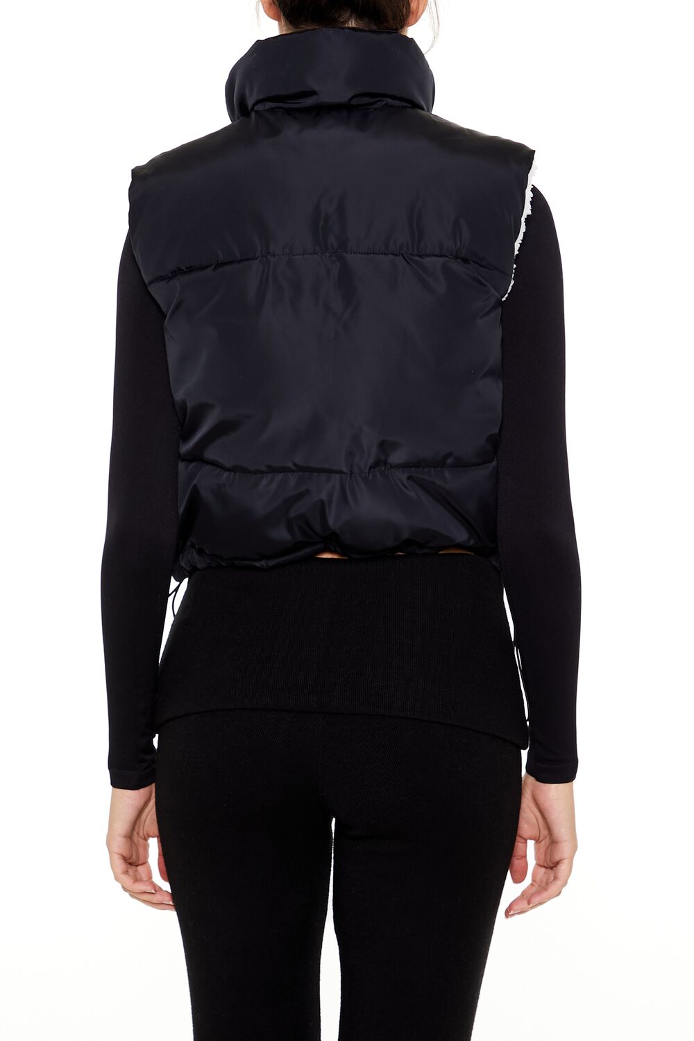  Forever 21 Toggle Drawstring Cropped Vest - black-swatch - Bonton