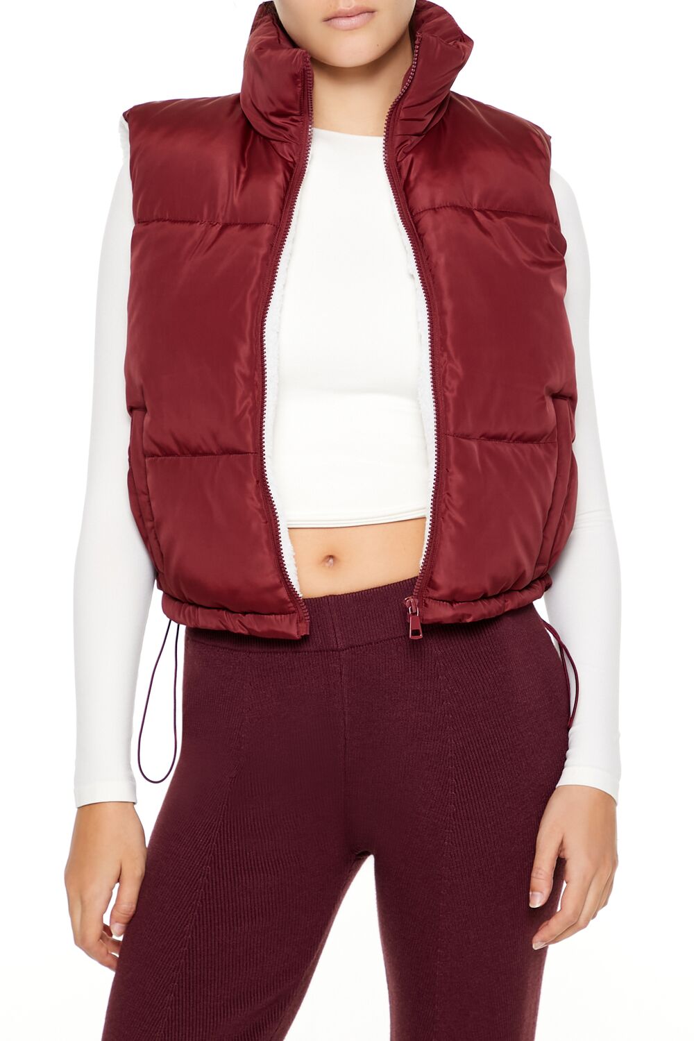  Forever 21 Toggle Drawstring Cropped Vest - black-swatch - Bonton
