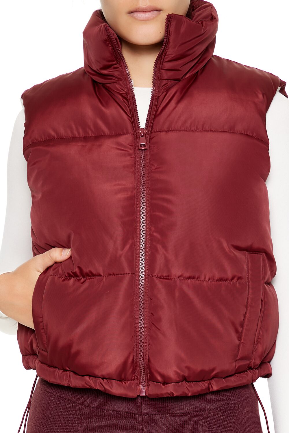  Forever 21 Toggle Drawstring Cropped Vest - black-swatch - Bonton