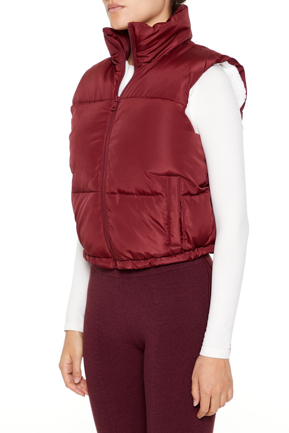  Forever 21 Toggle Drawstring Cropped Vest - black-swatch - Bonton