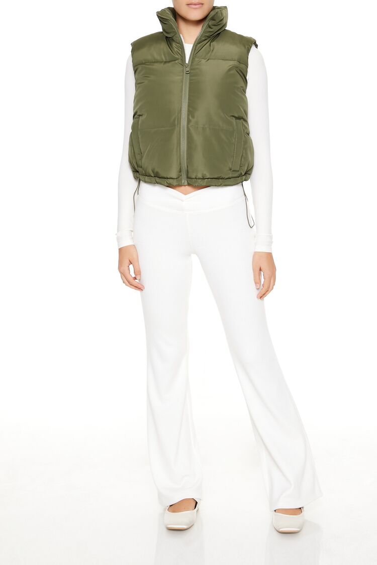  Forever 21 Toggle Drawstring Cropped Vest - black-swatch - Bonton
