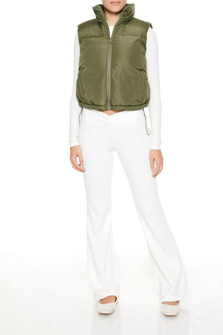 Toggle Drawstring Cropped Vest