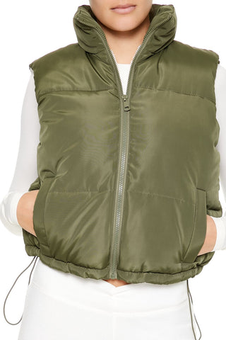 Toggle Drawstring Cropped Vest