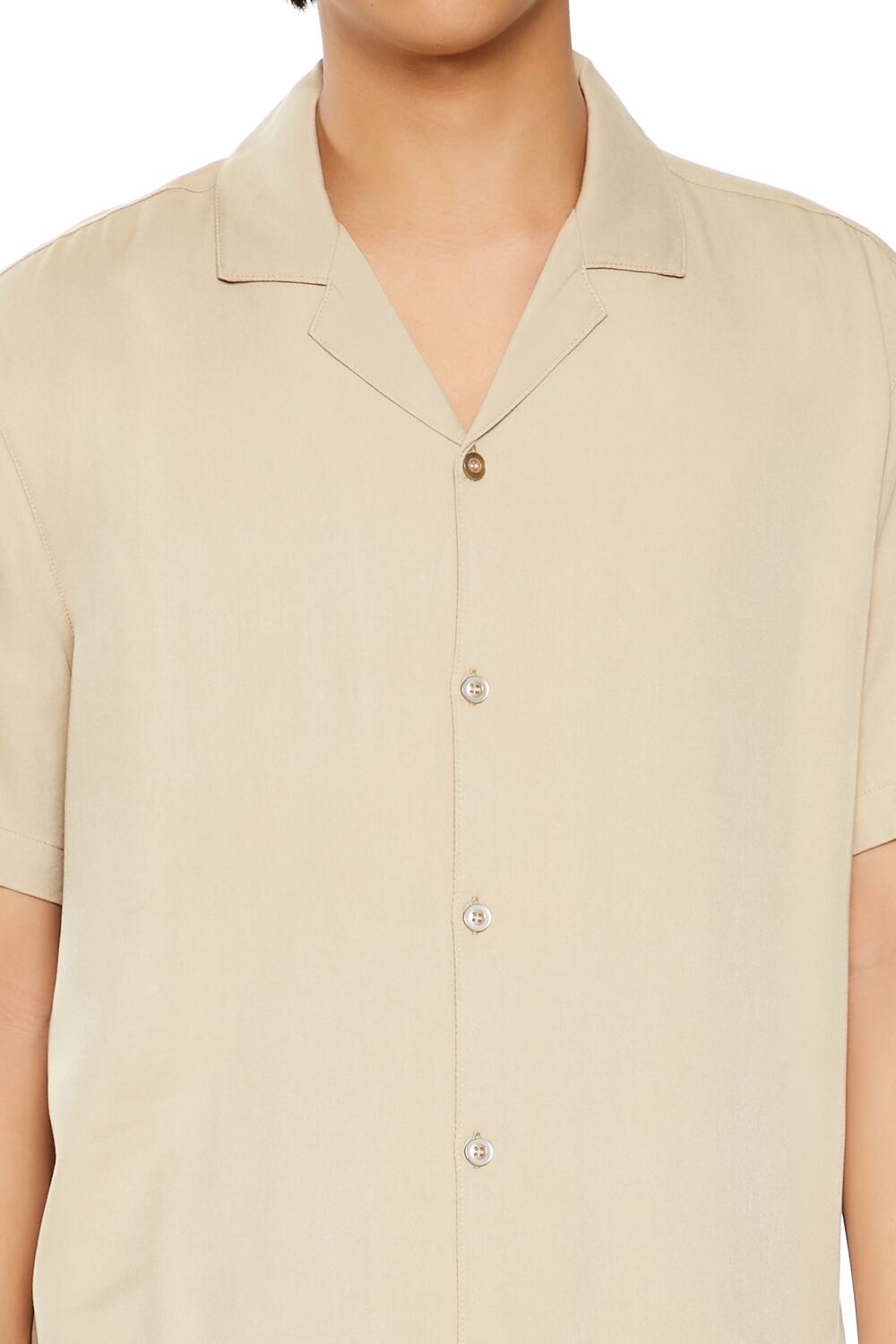  Forever 21 Rayon Cuban-Collar Shirt - taupe - Bonton