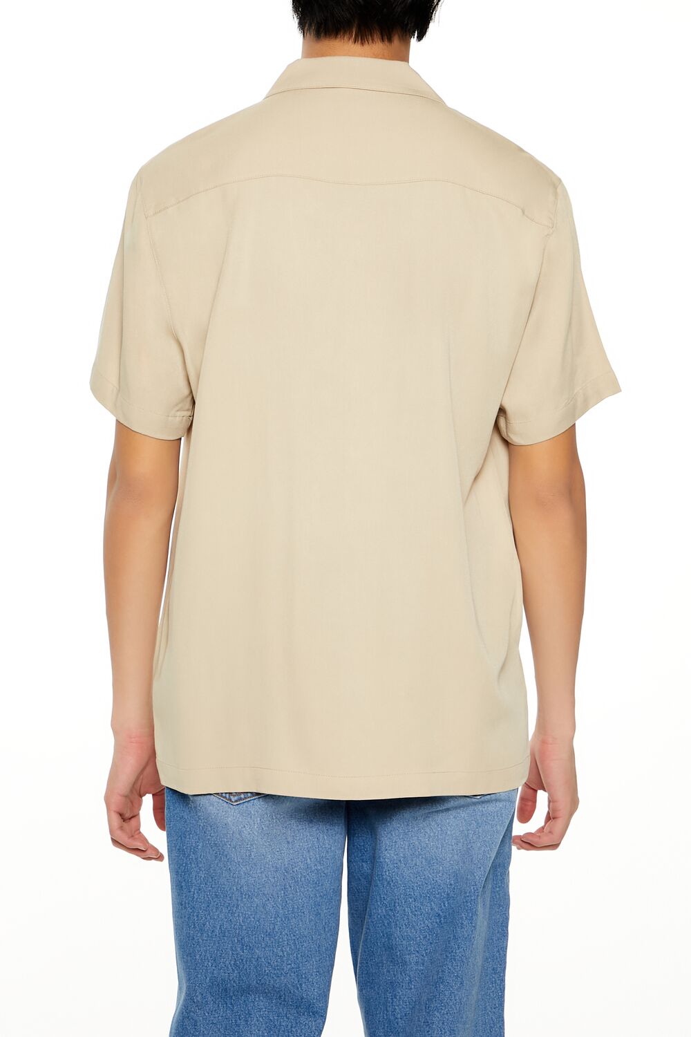  Forever 21 Rayon Cuban-Collar Shirt - taupe - Bonton