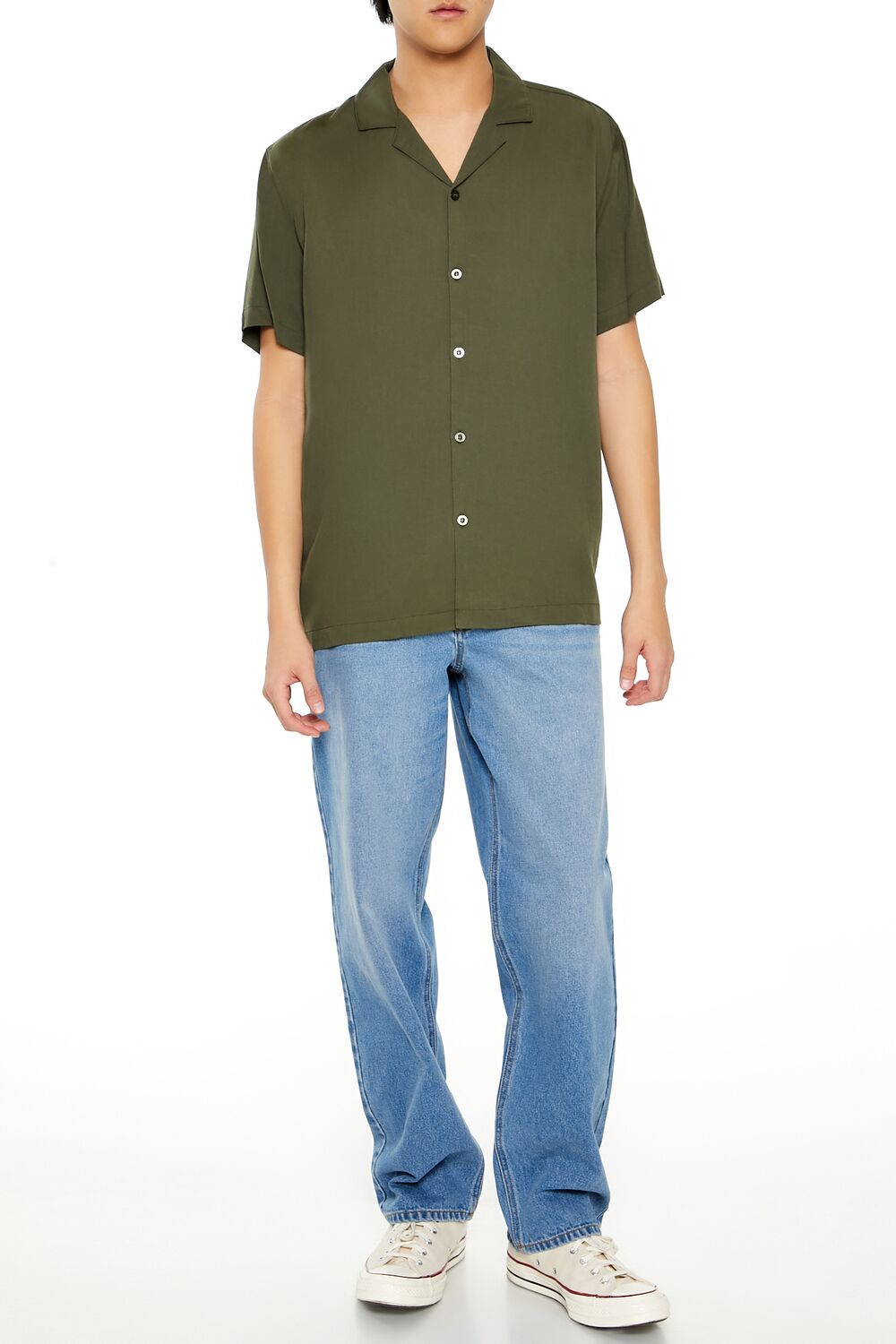  Forever 21 Rayon Cuban-Collar Shirt - taupe - Bonton