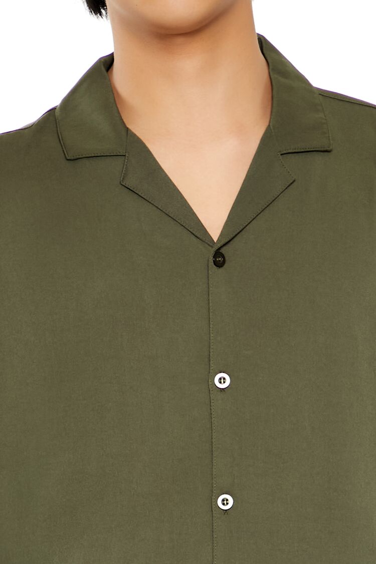  Forever 21 Rayon Cuban-Collar Shirt - taupe - Bonton