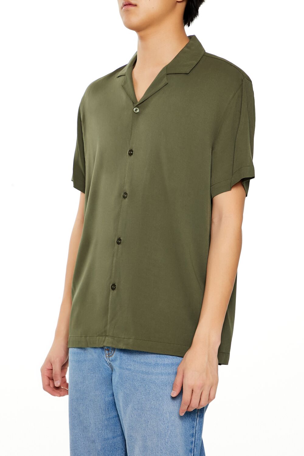  Forever 21 Rayon Cuban-Collar Shirt - taupe - Bonton