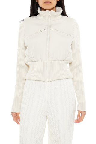 Ribbed Funnel Neck Jacket