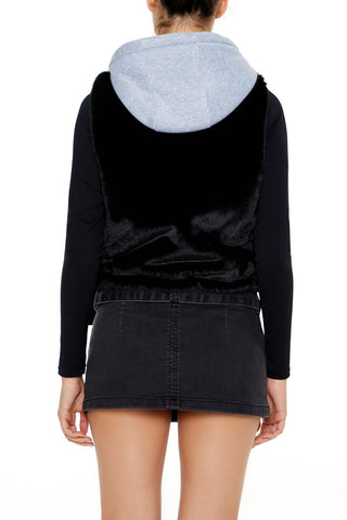 Colorblock Faux Fur Vest