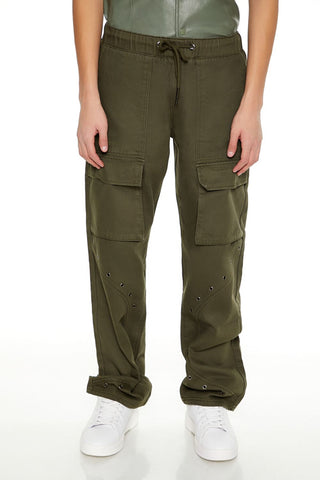 Mid-Rise Drawstring Cargo Pants